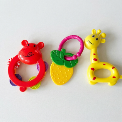 Baby Animal Fruit teether & Rattle Toy (Set of 3)