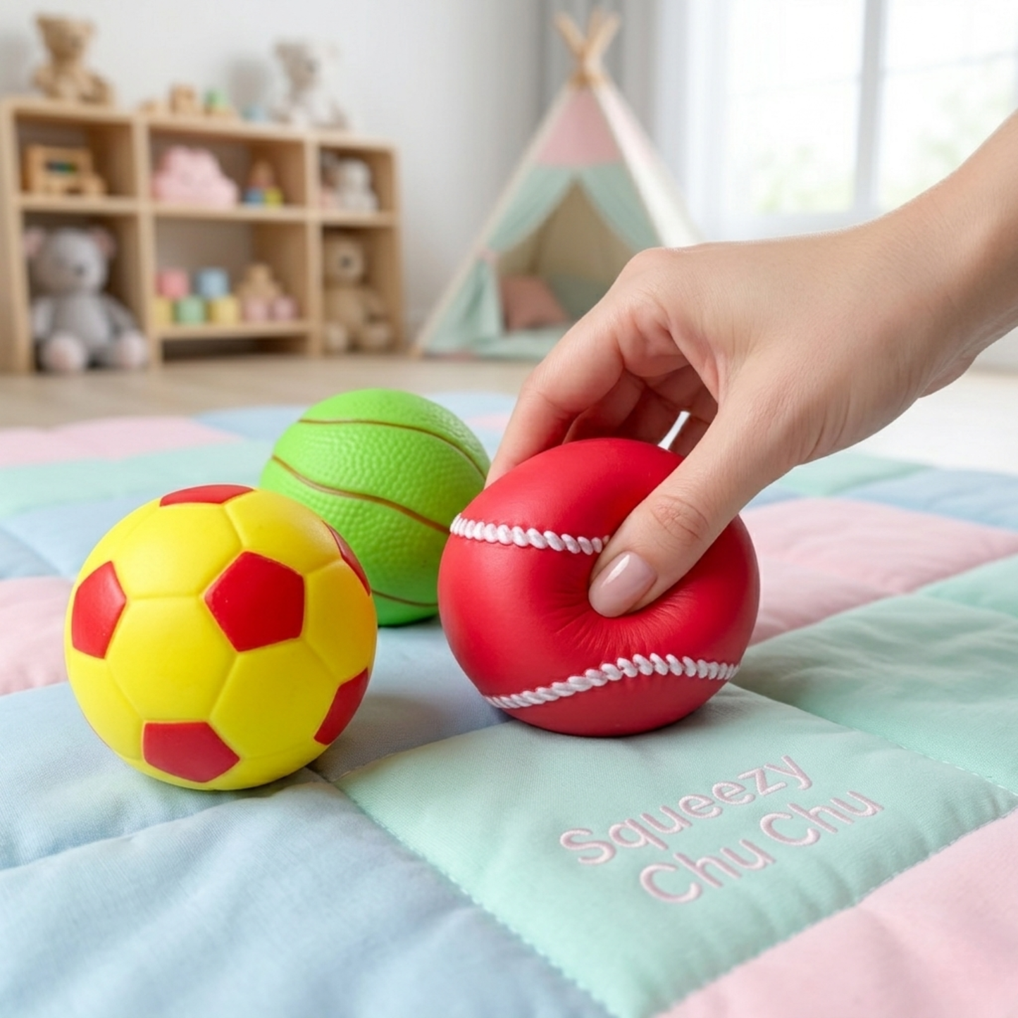 Squeezy Sports Ball Chu Chu Toy (Set of 3)