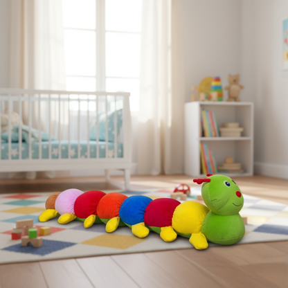 GIANT RAINBOW CATERPILLAR SOFT TOY - 83 CMS