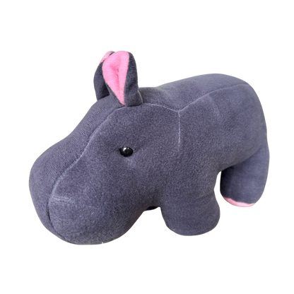 GREY HIPPO SOFT TOY WITH PINK EARS – 15 CM