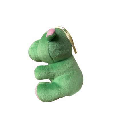 GREEN HIPPO HANGING SOFT TOY - 15 CMS