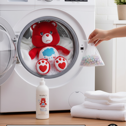 RED CARING BEAR PLUSH TOY WITH CLOUD BELLY - 75 CMS