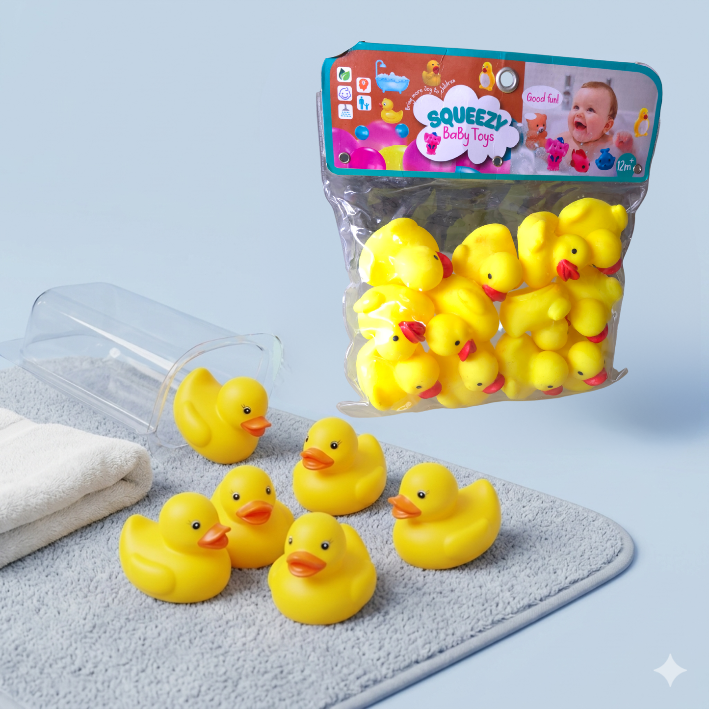 Squeezy Baby Duck Chu Chu Toy (Set of 12)