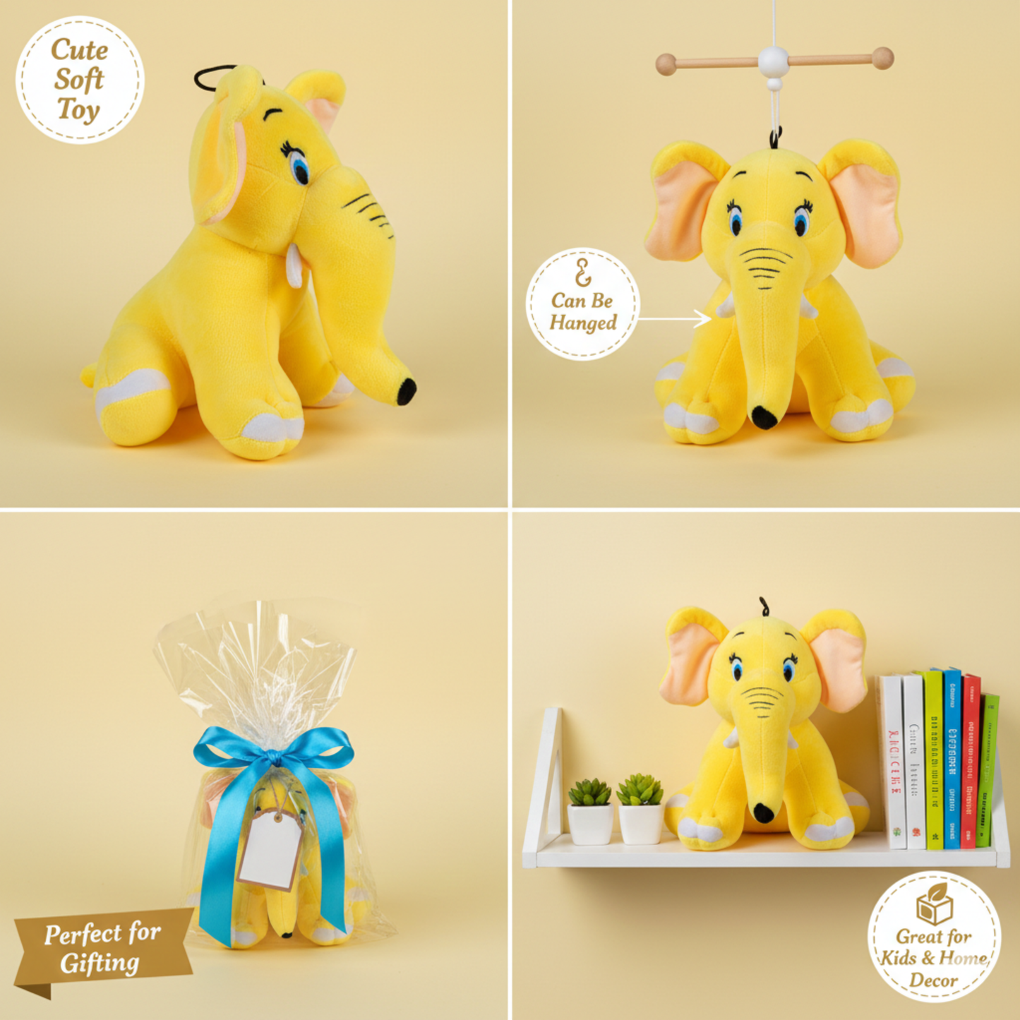 MOTHER ELEPHANT YELLOW - 25CMS