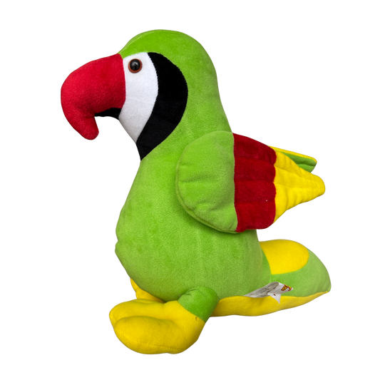 GREEN PARROT SOFT TOY WITH COLORFUL WINGS – 30 CM