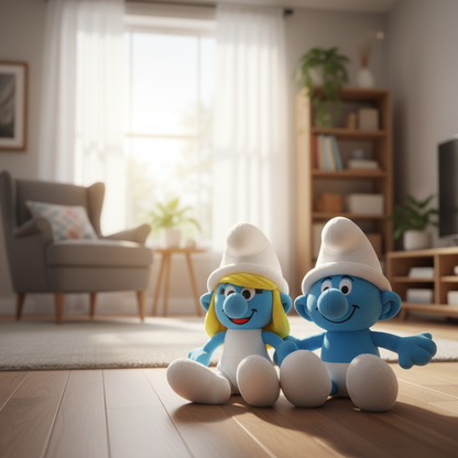 ADORABLE BLUE WHITE PLUSH TOY PAIR - 45CMS