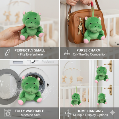 GREEN HIPPO HANGING SOFT TOY - 15 CMS