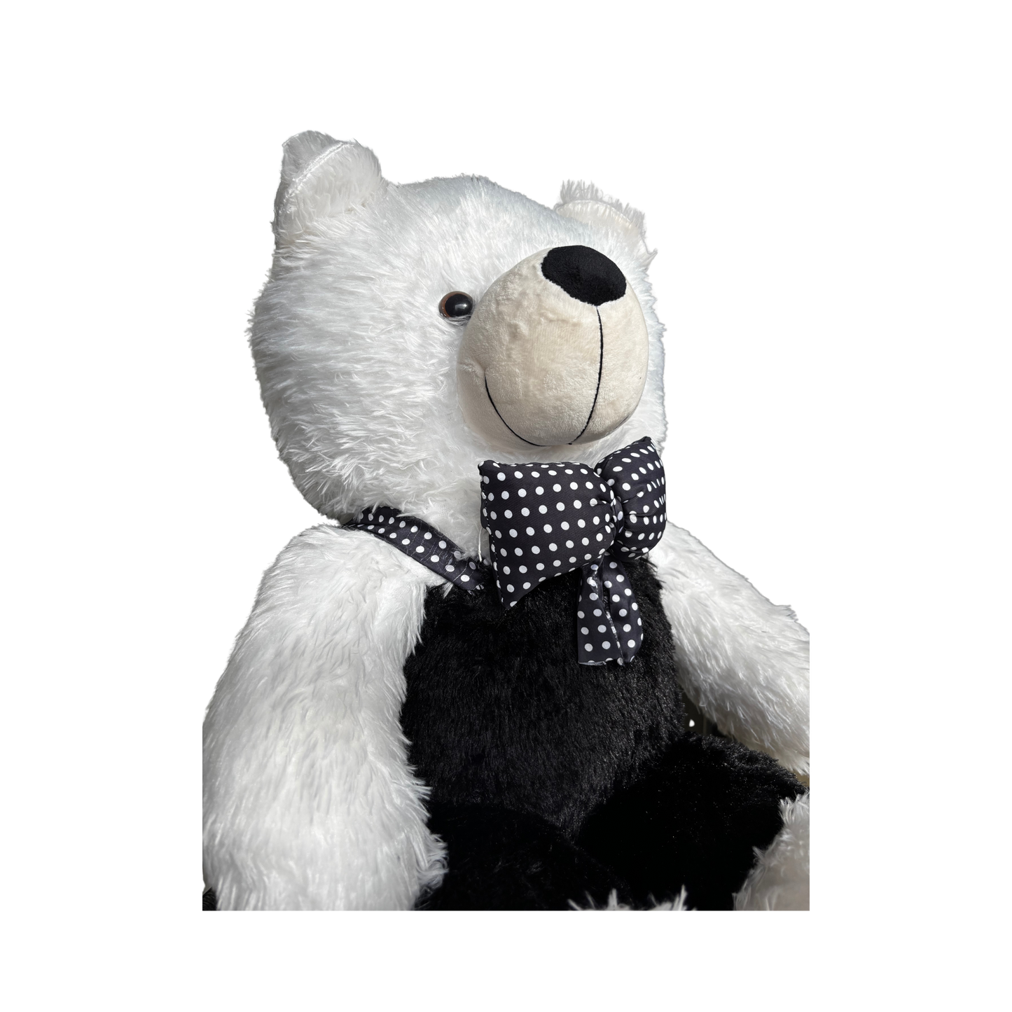 JUMBO TEDDY BEAR WITH POLKA BOW - 90 CMS