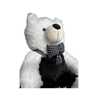JUMBO TEDDY BEAR WITH POLKA BOW - 90 CMS