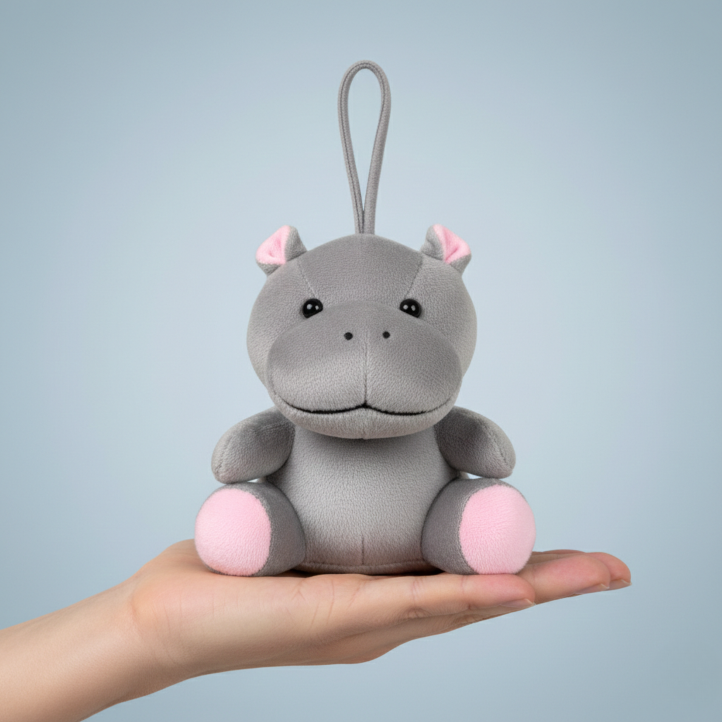 GREY HANGING HIPPO SOFT TOY - 15 CM