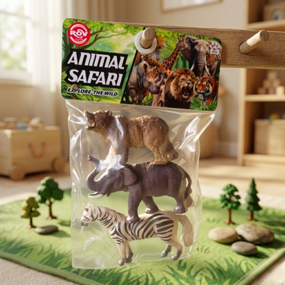 WILD SAFARI ANIMAL FIGURES (PACK OF 3)