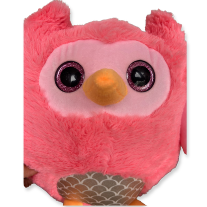 PINK OWL SOFT TOY - 35 CMS