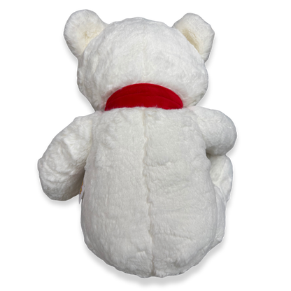 CLASSIC WHITE TEDDY BEAR SOFT TOY WITH RED SCARF – 36 CM