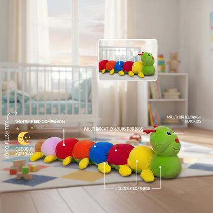 GIANT RAINBOW CATERPILLAR SOFT TOY - 83 CMS