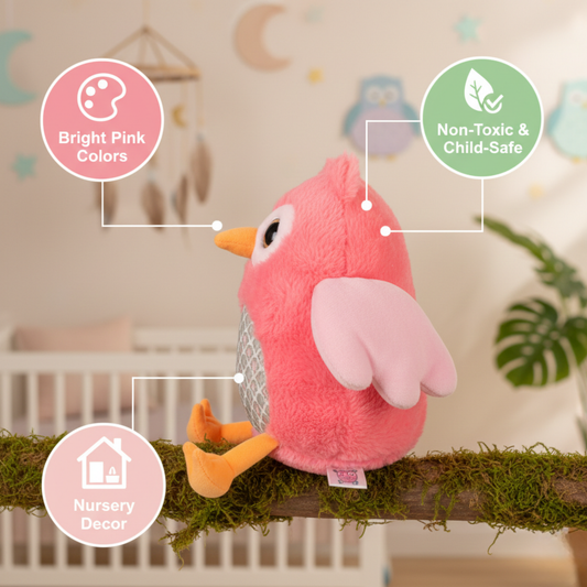PINK OWL SOFT TOY - 35 CMS
