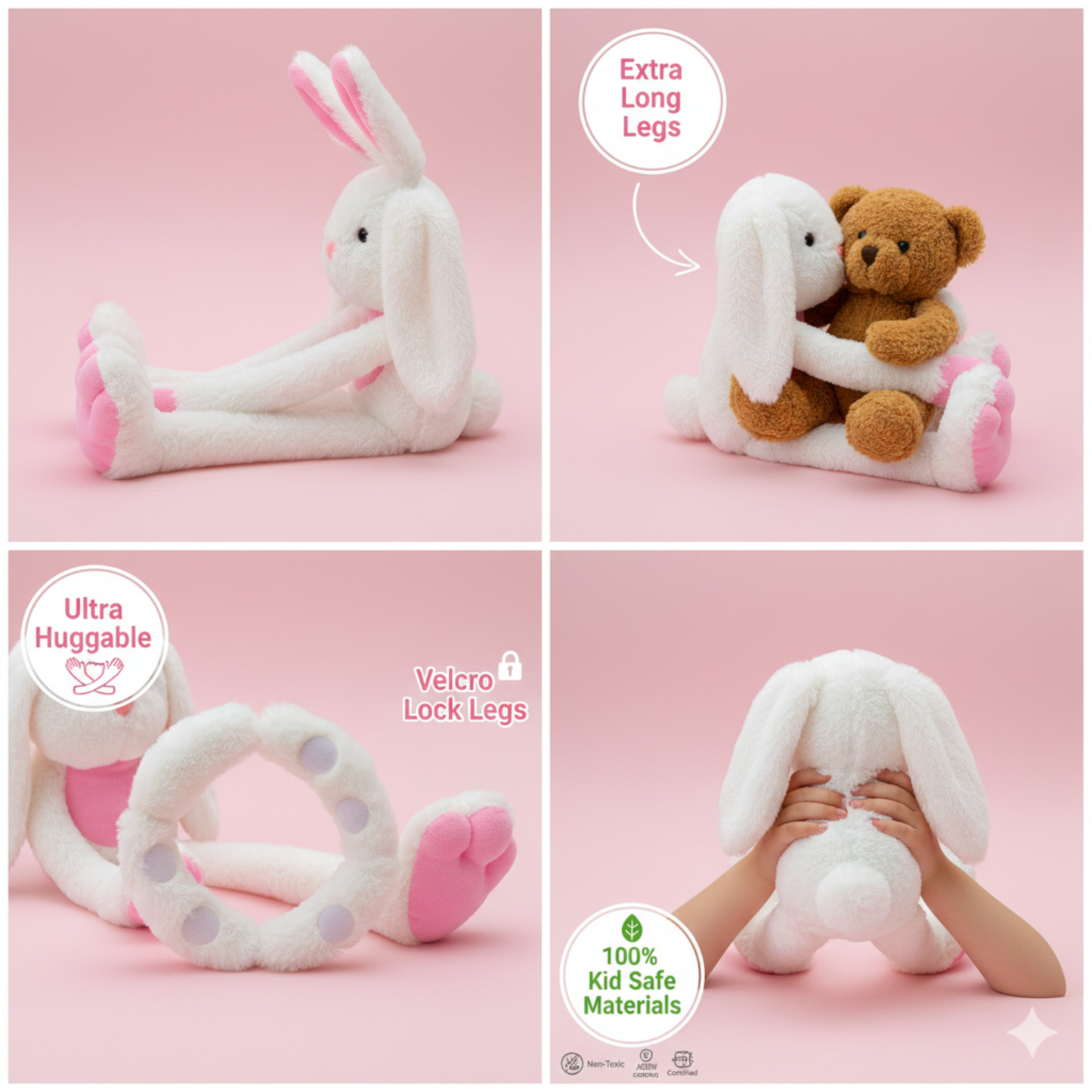 LONG LEGGED WHITE BUNNY SOFT TOY - 62 cm