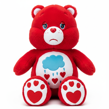 RED CARING BEAR PLUSH TOY WITH CLOUD BELLY - 75 CMS