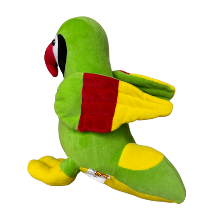 GREEN PARROT SOFT TOY WITH COLORFUL WINGS – 30 CM