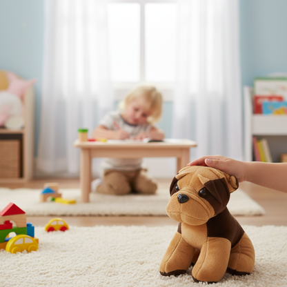 BROWN BOXER PUPPY PLUSH TOY - 30 CMS