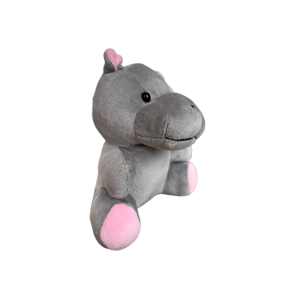 GREY HANGING HIPPO SOFT TOY - 15 CM