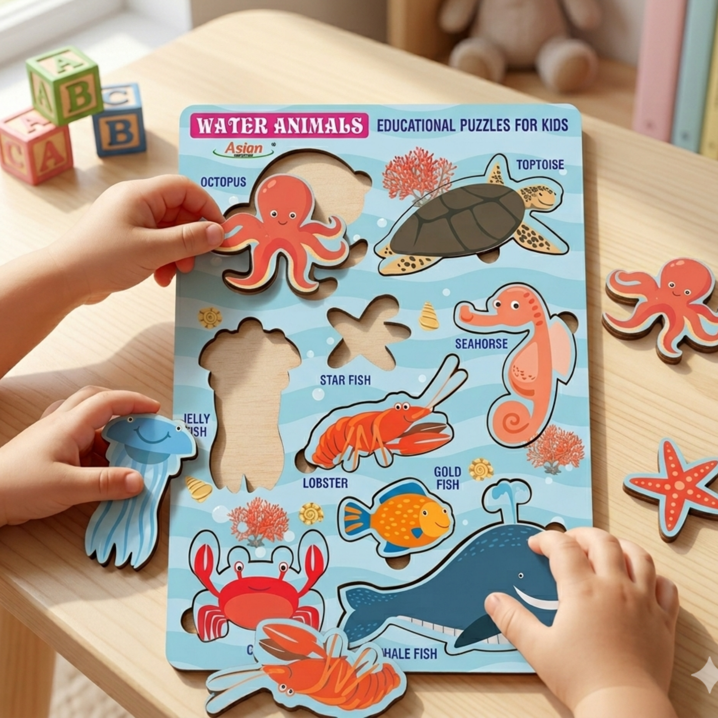 WATER ANIMALS WOODEN PUZZLE