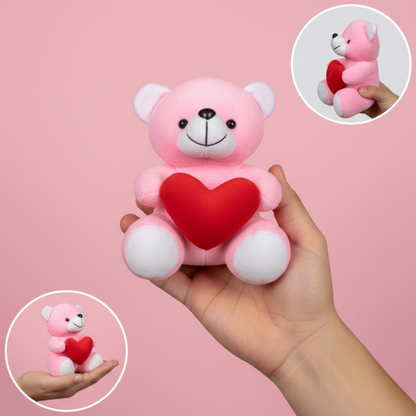 MINI PINK TEDDY BEAR WITH HEART – 15CM