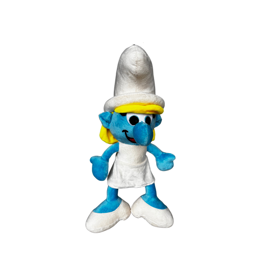 BLUE & WHITE CHARACTER PLUSH WITH YELLOW HAT - 45 CMS