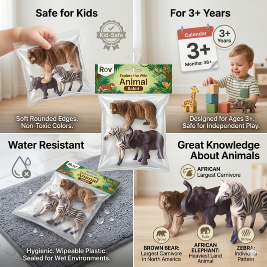 WILD SAFARI ANIMAL FIGURES (PACK OF 3)