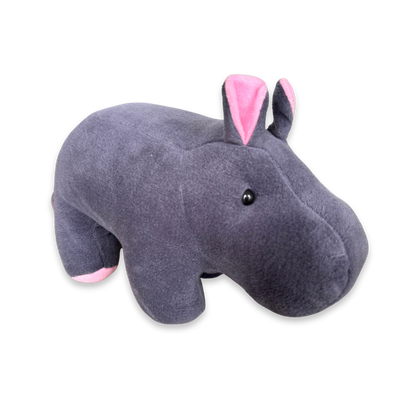 GREY HIPPO SOFT TOY WITH PINK EARS – 15 CM