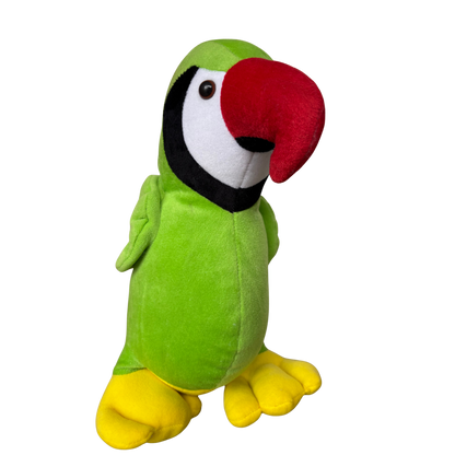 GREEN PARROT SOFT TOY WITH COLORFUL WINGS – 30 CM