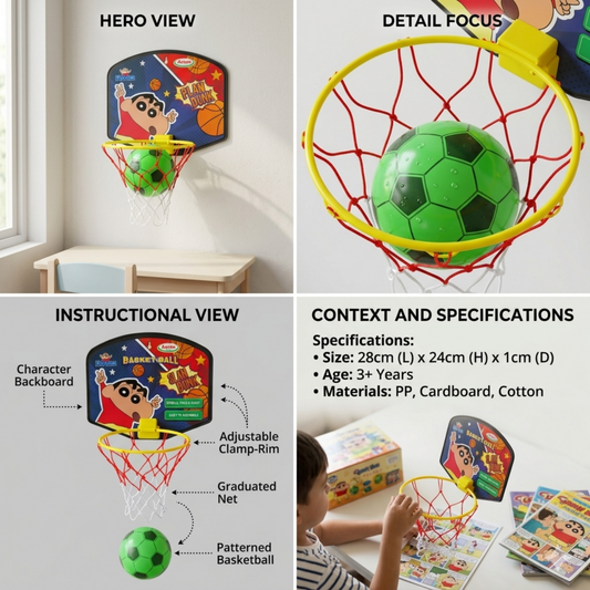 KIDS MINI WALL BASKETBALL HOOP SET WITH BALL (SHIN)