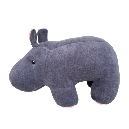 GREY HIPPO SOFT TOY WITH PINK EARS – 15 CM