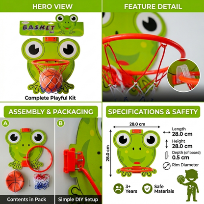 KIDS FROG BASKETBALL HOOP SET WITH BALL