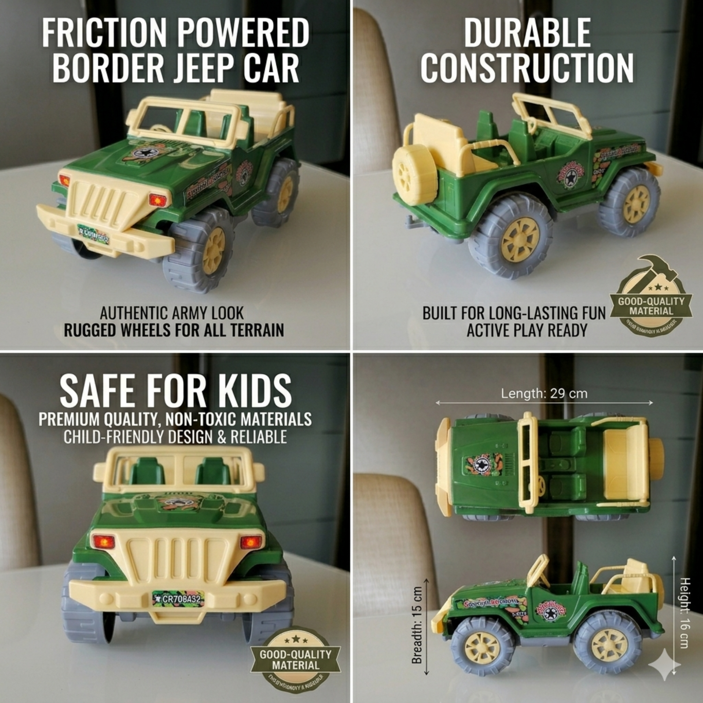 FRICTION POWERED BORDER JEEP CAR